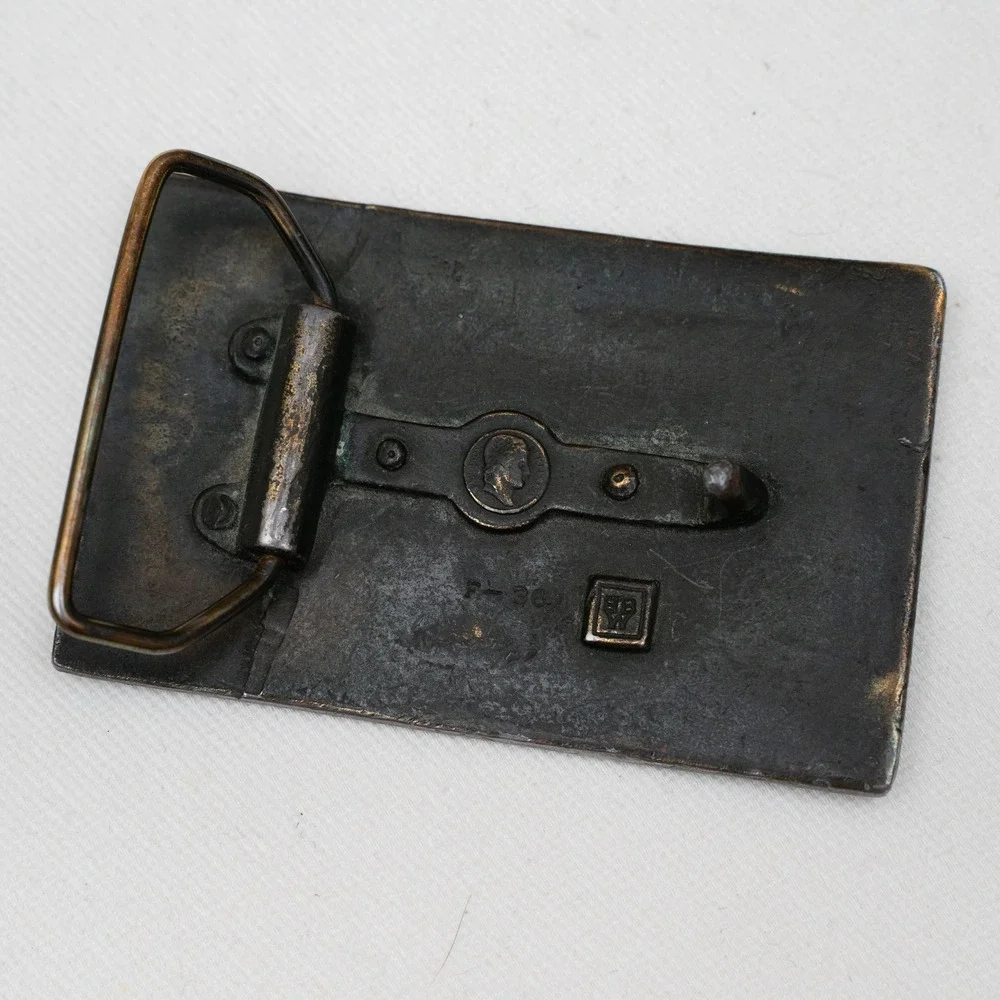 Vtg Union & Central Pacific Belt Buckle Railroad‎ Line Omaha to California Brass